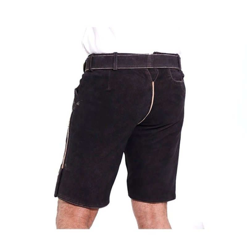 Dark Brown Goat Suede Leather Bavarian Lederhosen Shorts