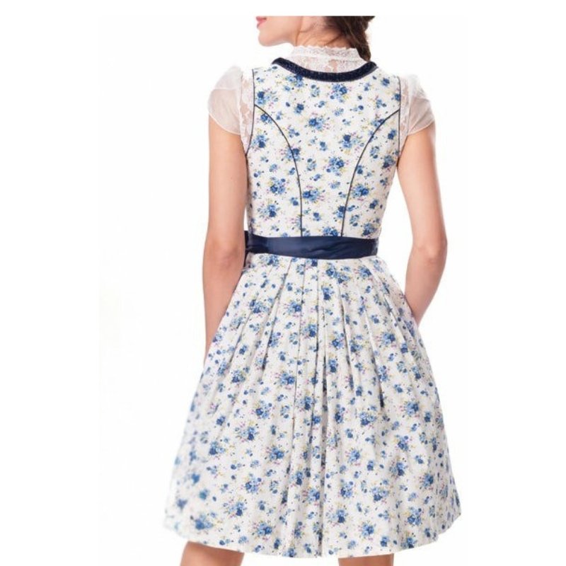 Bright Blue Goat Suede Leather Bavarian Dirndl Dress for sale