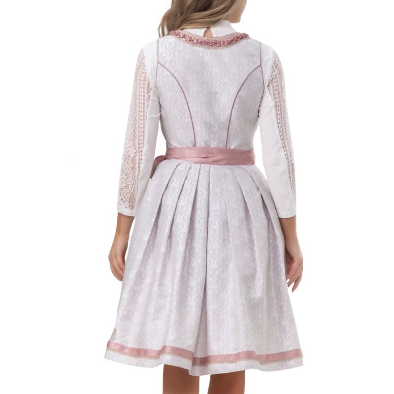 Pink White Goat Suede Lederhosen Dirndl Traditional Bavarian Women’s Outfit