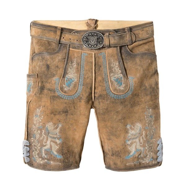 Golden Brown Deerskin Lederhosen Traditional Bavarian Shorts