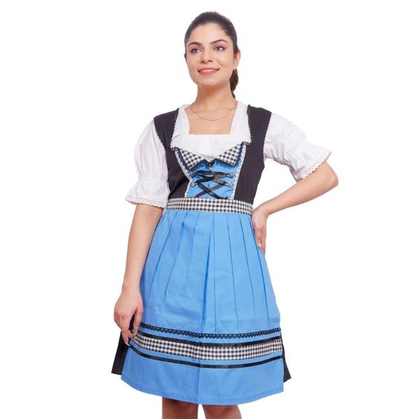 Classic Blue Goat Suede Leather Bavarian Lederhosen Dirndl for sale