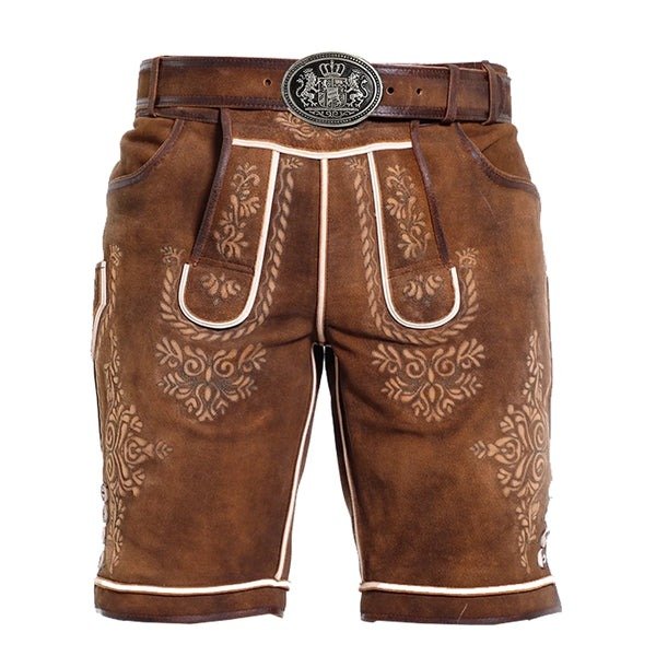 Red Brown Goat Suede Leather Bavarian Lederhosen Shorts