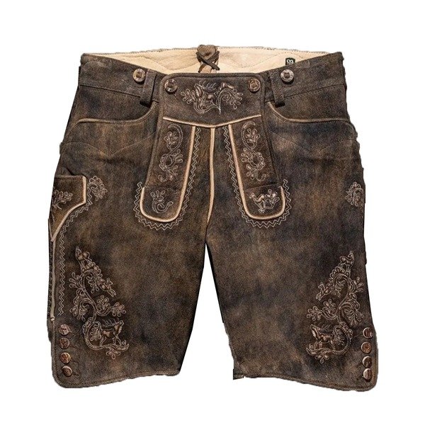 Dark Brown Goat Suede Leather Bavarian Lederhosen Shorts