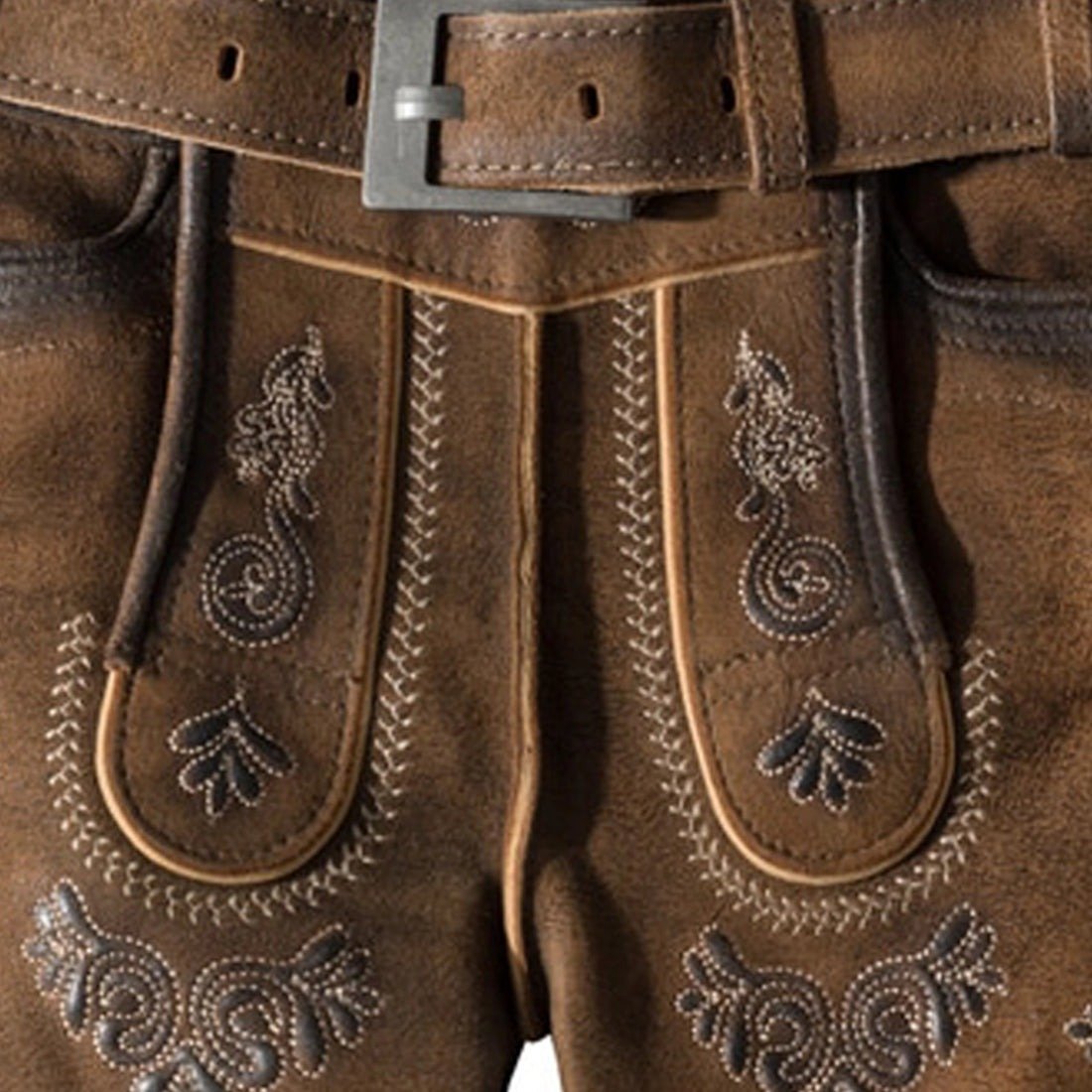 Dark Brown Cow Suede Kids Lederhosen