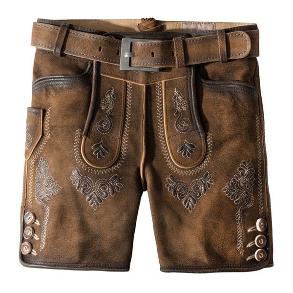 Dark Brown Cow Suede Kids Lederhosen