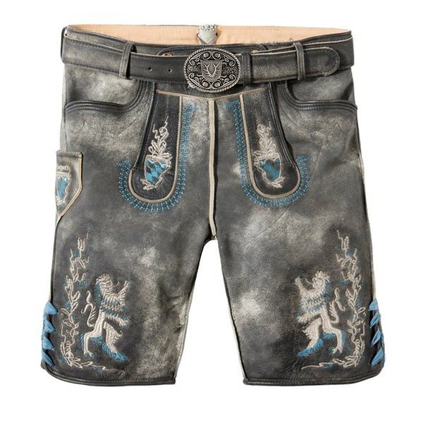 Stone Grey Goat Suede Leather Bavarian Lederhosen Shorts