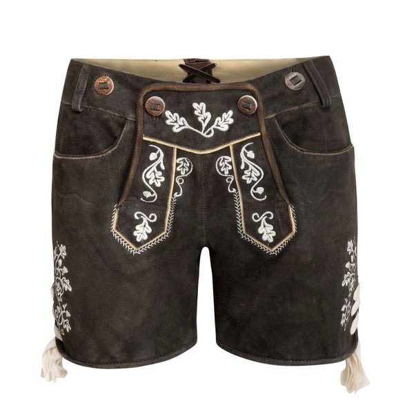 Dark Brown Cow Suede Women Lederhosen