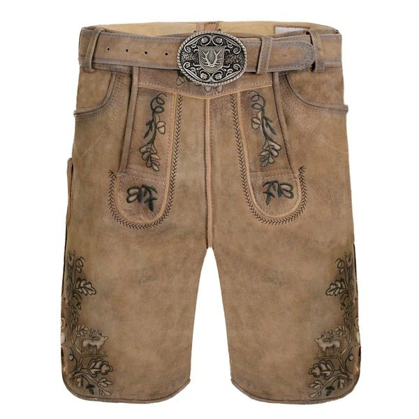 Sandy Desert Goat Suede Leather Bavarian Lederhosen Shorts