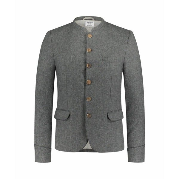 Dark Grey Leather Bavarian Trachten Jacket