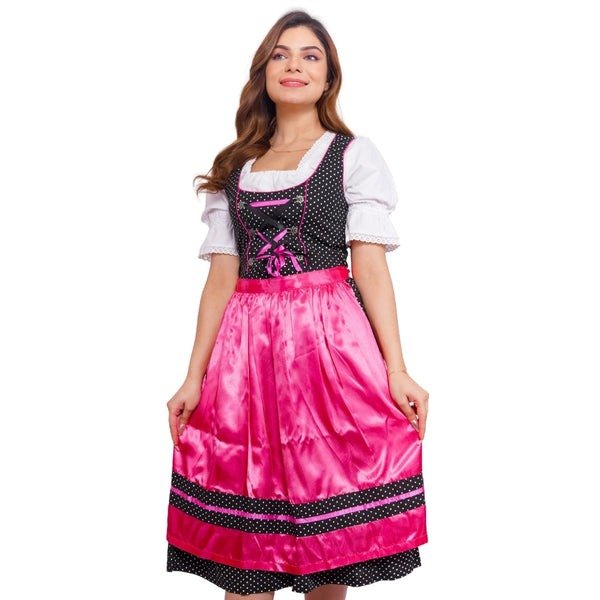 Pink Black Goat Suede Leather Bavarian Lederhosen Dirndl