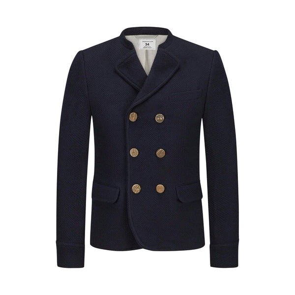 Deep Blue Fabric Bavarian Trachten Jacket