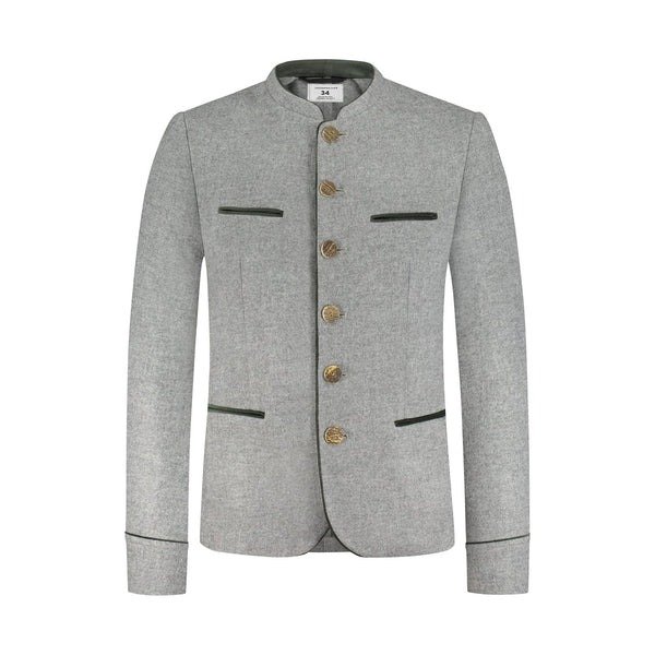 Cool Grey Fabric Bavarian Trachten Jacket