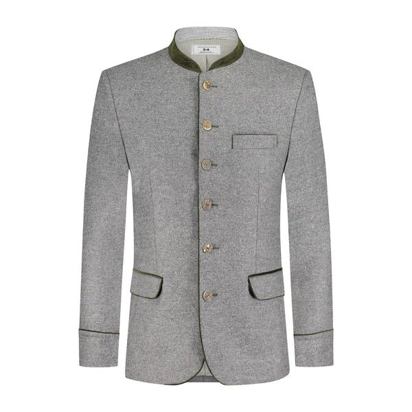Cool Grey Fabric Bavarian Trachten Jacket