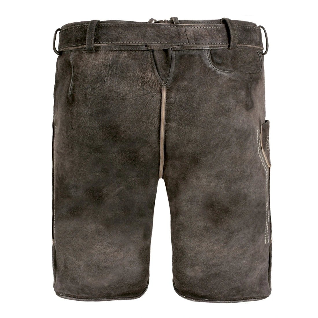Dark Grey Brown Deerskin Lederhosen Traditional Bavarian Shorts