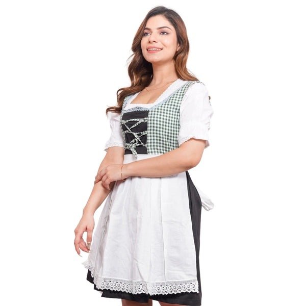 Green White Goat Suede Leather Bavarian Lederhosen Dirndl