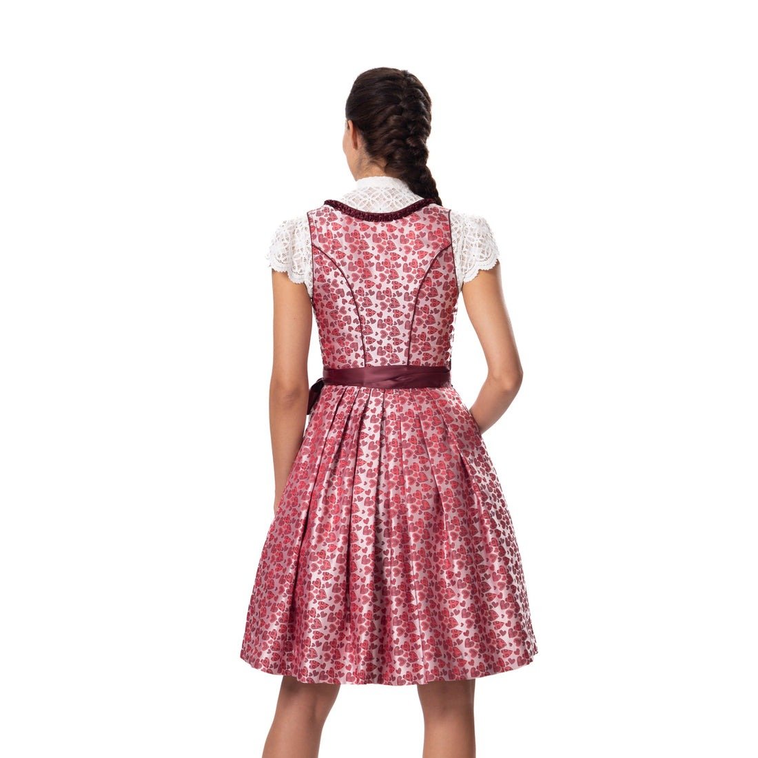 Bright Red Goat Suede Lederhosen Dirndl for Sale Women’s Bavarian Outfit